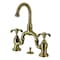 Kingston Brass Bridge Bathroom Faucet with Brass Pop-Up, Antique Brass KS7993TX - alternate 1